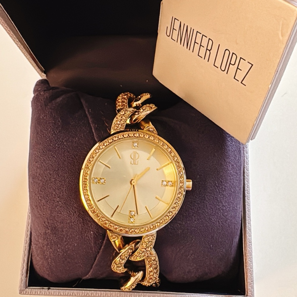 Jennifer Lopez Gold-Tone Women's Watch with Crystal Accents